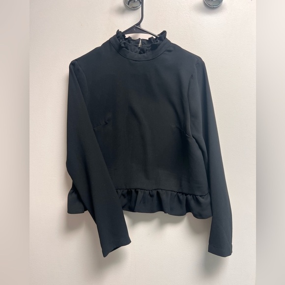 CODE X MODE Women’s Black Long Sleeve Ruffle Crop Top - Size XS - Picture 3 of 10